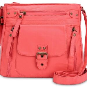 Boho Coral Cross Body handbag, Lots of pockets!